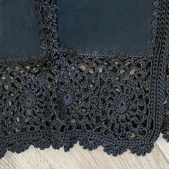 IDI Y2K Bohemian Suede Leather Crotchet Black Button Up Jacket size M - Picture 7 of 10